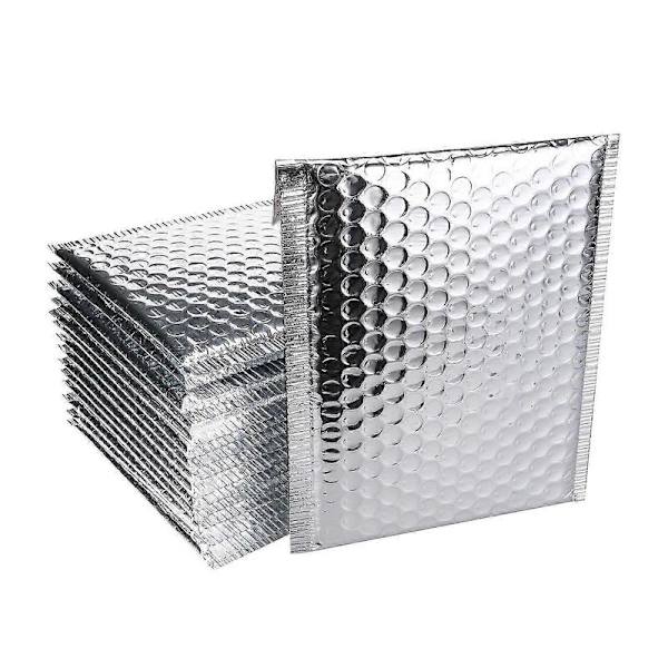 Boblekonvolutter Polstrede konvolutter Foret Poly Mailer Selvforsegling aluminisert 50 stk Silver