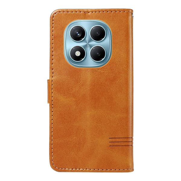 Plånboksfodral för Xiaomi Redmi Note 14 Pro 4G, T-formade linjer Läder Telefonskydd Ställ Brown