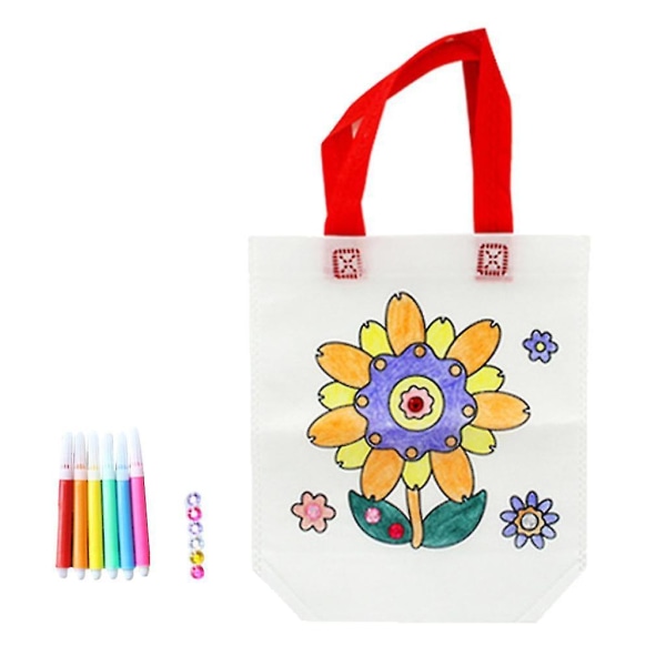 Återanvändbara Eco Coloring Animal Goodie Bags med målningspennor Party Favors B