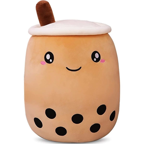 Boba Tea - Bruna plyschleksaker, Kawaii Boba Tea plyschkudde, mjuk leksak, gosedjur, brun pärlmjölkste bubbla docka kudde, hemmagjord mjuk kramkudde 24cm