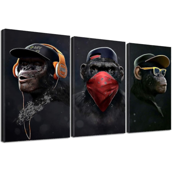 Wise Monkeys Canvas Wall Art Print Canvas Prints for Living Room Modern Home Decoration 30x50cm 3 PieceScanvas