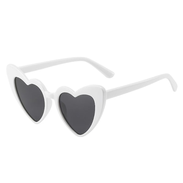 Hjerteformede solbriller Dame Trendy Retro Cat Eye Solbriller Gaveidé,hvit hjerte