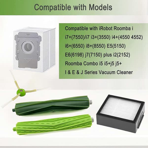 Reservedele til iRobot Roomba i3 i3+ i7 i7+ i4 i4+ i5 i5+ j5 j5+J7 i2 i6 i6+i8 i8+/Plus E5 E6 E7 I & E & J Series Støvsuger, 2 sæt gummibørster