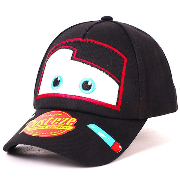 Lasten poikien ja tyttöjen autot Lightning McQueen baseball-lippis, lasten kesäaurinkovarjo säädettävä hattu Black