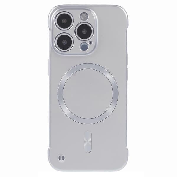 Cover til iPhone 14 Pro Max, kompatibel med MagSafe, hård PC, rammeløs telefon Silver