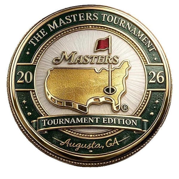 Mindesmønt og boldmarkør med magnet fra golfturnering 2pcs