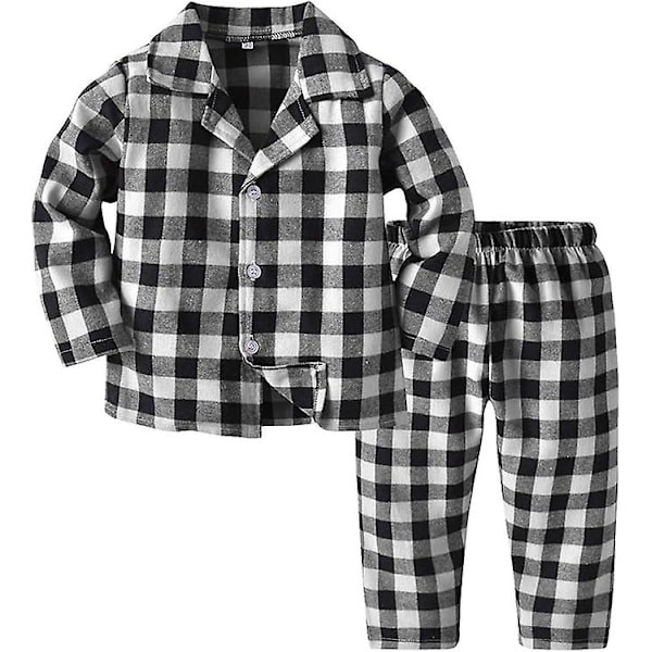 Pyjamas Barn Sommarpyjamas Flickor Långärmad Sommar Barn Pojkar Flickor Ärmar Set T-shirt Shorts Loungewear Söta Pyjamas Flickor Pojkar Barnpyjamas Black 120cm