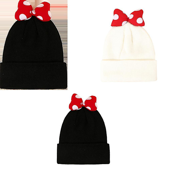 Uformell Barnelue i Strikket Bånd - Søt Beanie-Lue - Foldbar Høst og Vinter Black