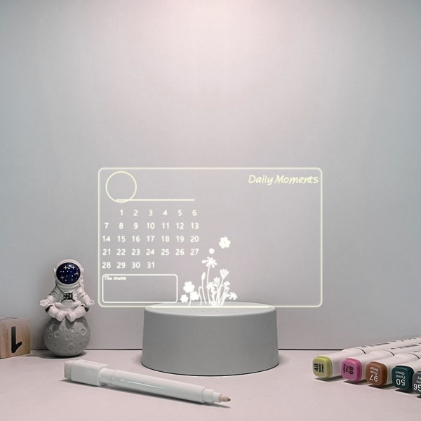 Gennemsigtigt Noteboard Sletbart Skriveopslagstavle Hjem Desktop Small Whiteboard Bordlampe 3ml A