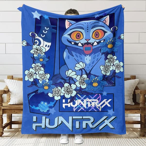 Huntrix K-Pop Printet Tæppe | Flannel Plaid til Sofa & Seng (Anime Tema) 70+100cm 10