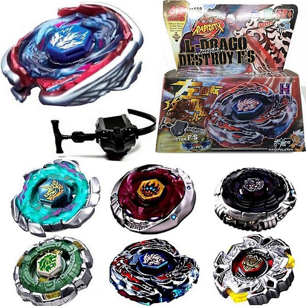 Fashion Fusion Metal Rapidity Fight Masters Top Beyblade Snöre Launcher Set Leksaker (en slumpmässigt vald i bilden)