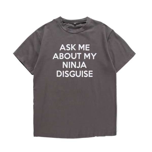 2025 Ny Herr Ask Me About My Ninja Disguise Flip T-shirt Rolig Kostym Grafisk Humor A+ White L