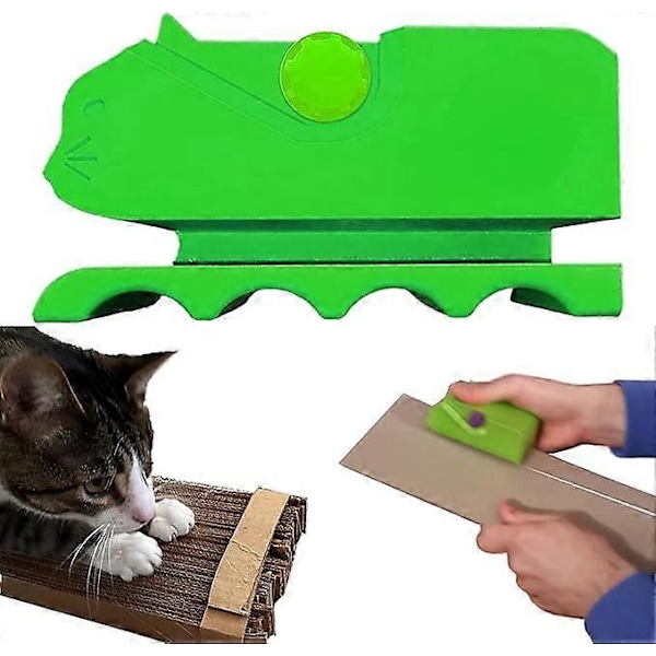 Kartongklippare för Kattklösbrädor, DIY-verktyg för Kartongklippare för Katt, 3D-tryckt Handhållen Kartongåtervinningsverktyg, Kartongremsa Till green