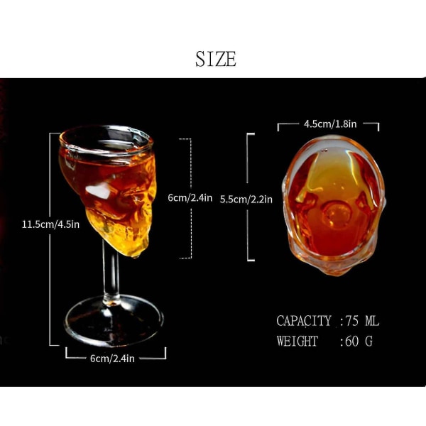 Mini Skull Glass Crystal Skull Goblet Red Wine Glass Whisky Drink Cup Kahvikuppi (ilmainen toimitus)