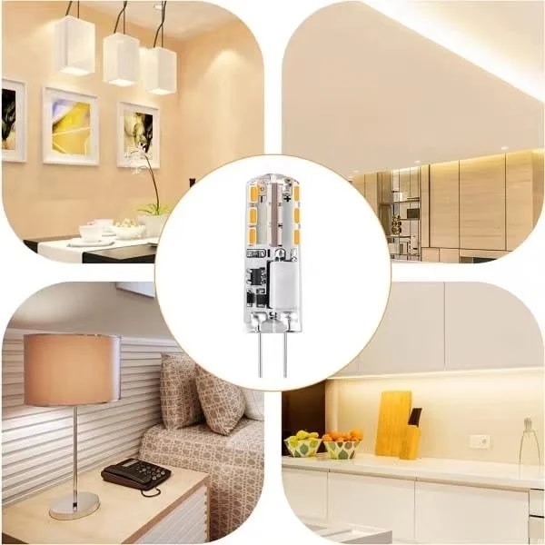 10x G4 LED-lampor 12V AC/DC Vit ljus 6000K 2W, 24LED Dimbar - WELLNGS White Light 6000K
