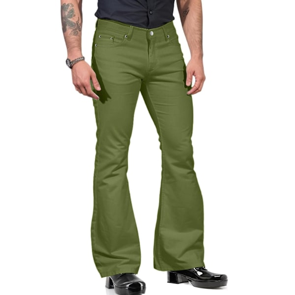 70-luvun discohousut miehille, miesten leveälahkeiset farkut, 60- ja 70-luvun leveälahkeiset, vintage-farkut miehille A002-army Green Large
