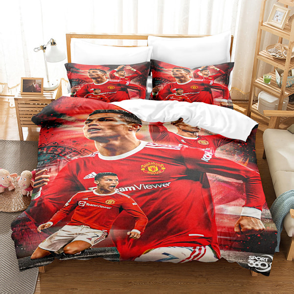 3D fotbollsstjärna Ronaldo, Messi, Mbappe och andra serier tryckta tredelade set tvådelade set digitalt påslakan örngott set B 140*210