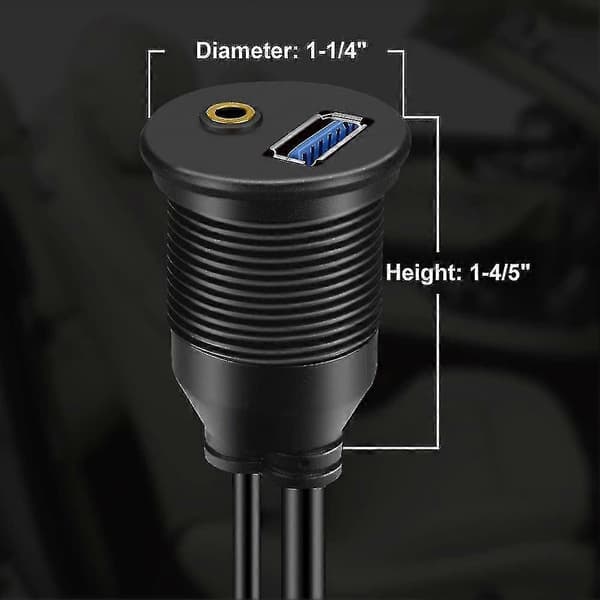 USB 3.0 & 3.5 mm bilmonteret flush-kabel 3.5 mm + USB3.0 Aux forlængerpanel