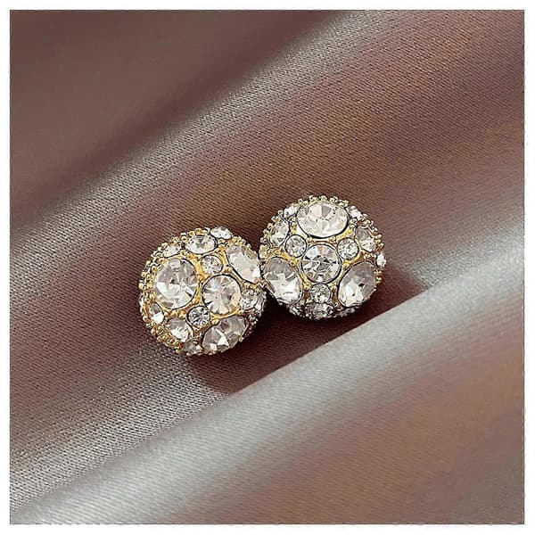 Magnetiske øreringe til piger Dobbeltsidet glitrende krystal magnetisk klips gave til damer veninder Golden White Diamond A Pair