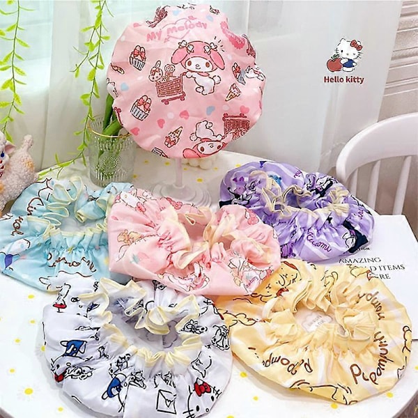 Piirretty Sanrio Hello Kitty Kaksinkertainen Uimahattu Kawaii Cinnamoroll My Melody Kuromi Vedenpitävä Ja Pölynkestävä Suojaava Hattu 04 Adult version