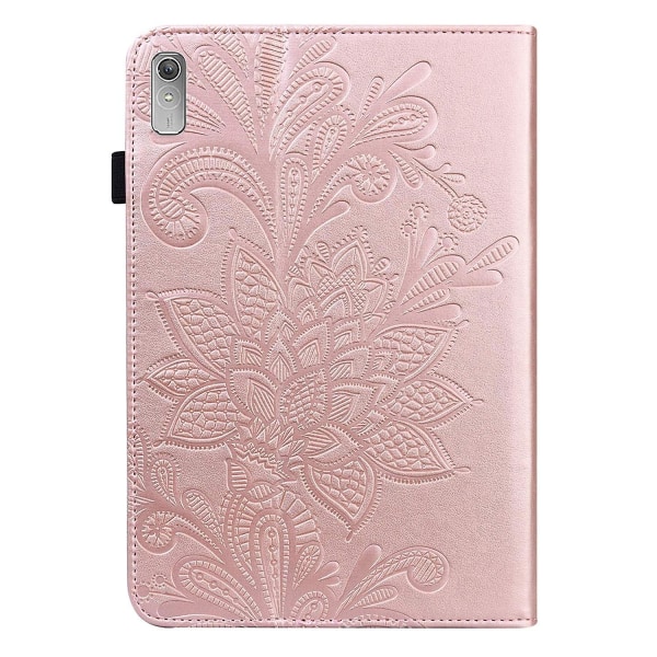 Til Lenovo Tab P11 Gen 2 prægning Dropsikkert tabletcover PU læder pungetui med stativ Rose Gold