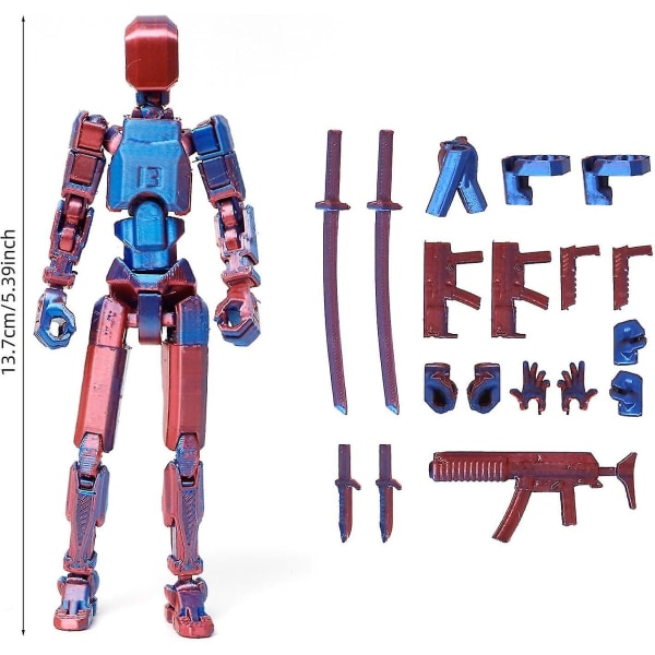 T13 Action Figur, Titan 13 Action Figur 3D Titans Figur, 3D Printet Action Figur Nova 13 Action Figur, Multi-Articular Action Figure Red blue