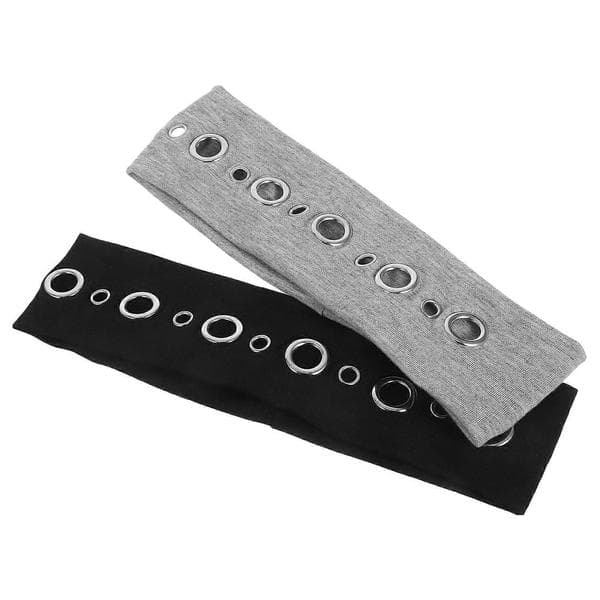 2 stk. kvinder udhulede øjer elastisk pandebånd Punk Grunge Mode Grommet Moderigtigt øjedesign pandebånd Elastisk strækbart hårbånd til piger 23.00X6.00X0.80CM Multi