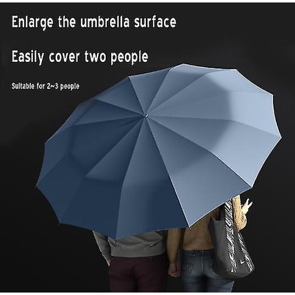 Automatisk stor vindafvisende foldeparaply, solsikker paraply Light blue
