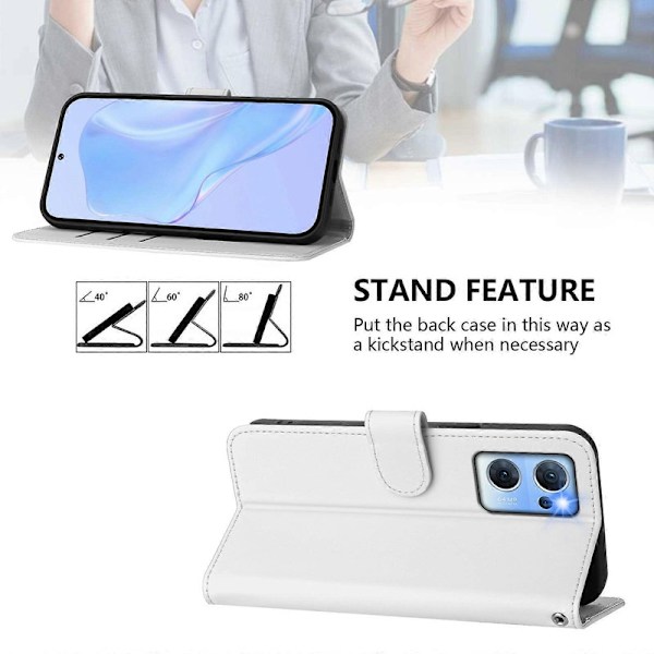 Lanyard PU Etui Til OPPO Reno7 5G Global White