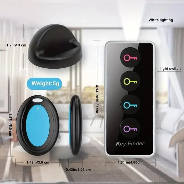 Wireless Key Finder with LED, Locator for Keys, Phone, Wallet, Remote Control