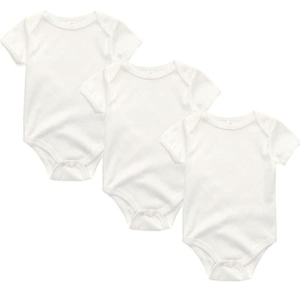 3 stk. Kortarmet Bomullsbody for Barn White 12M