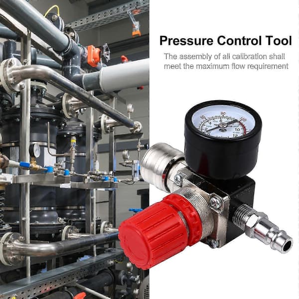 Trykkregulator med måler, justerbar luftkompressor trykkregulator i aluminium, 2-pakning