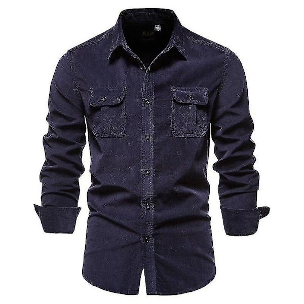 Slimma långärmade skjortor för män Black XL
