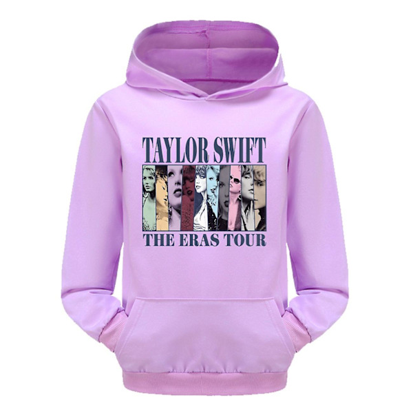 3-16-vuotiaiden lasten Pop Taylor Swift The Eras Tour -painettu huppari tytöille ja pojille Purple 3-4T 110CM