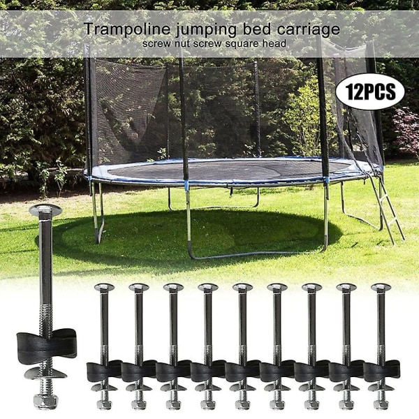 12 stk sort trampolinkabinet stanggap afstandsstykker Metal trampolindel til fastgørelse af trampolinen