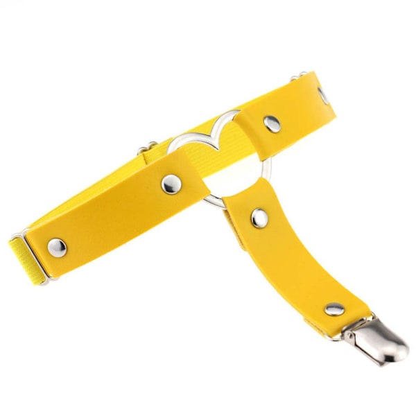 2 st Kvinnors Strumpband Elastiskt Hjärta PU-Läder Benstrumpband yellow