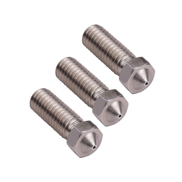 3 stk 3D-skriver ekstruder rustfritt stål vulkanmunnstykke M6 gjenge skriverhode 0,6 mm utgang for side