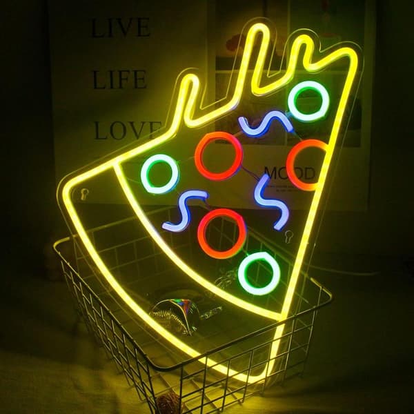 Pizza Neon Akryl LED-skylt Mat Form Neon Skyltar för Vägg Gul