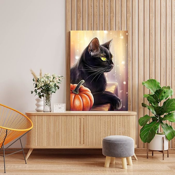 Blå dröm 5D diamantmaleri sæt sort kat 30x40cm (arrang