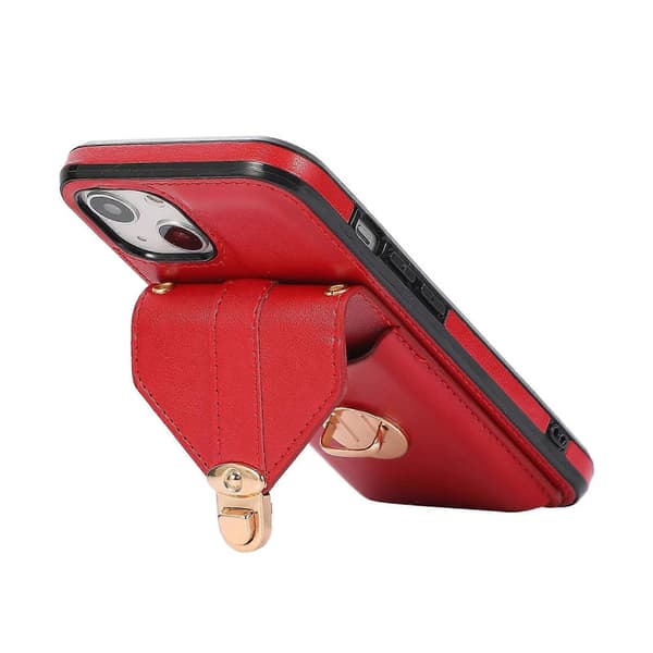 Kortholder Lanyard Telefoncover til iPhone 14 Plus Red