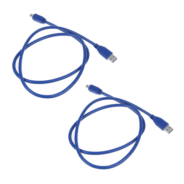 2x sininen Superspeed USB 3.0 -tyyppinen uros ja mini B 10-nastainen urossovitinkaapeli Blue