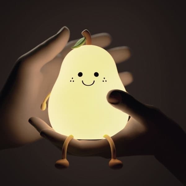 Cute Smiling Pear Silicone Night Light with 7 Colors LED Light