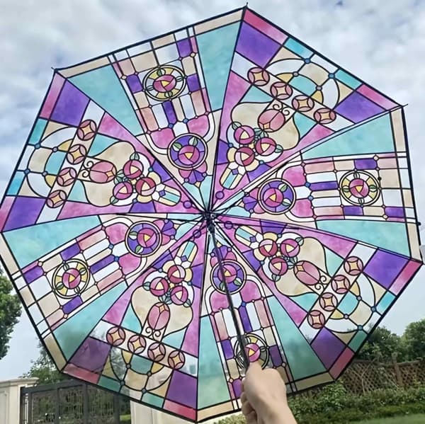 Transparent Vintage Umbrella, Cute Automatic Folding Umbrella Totes Umbrellas Automatic Open and Close Folding