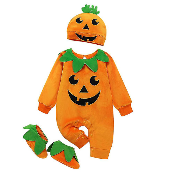 0-24 måneder Nyfødt Baby Heldragt Græskar Romper Kostume Halloween Jumpsuit+hat+booties Outfits Sæt Fancy Dress Gaver 12-18 Months