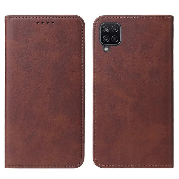 Magnetiskt läderfodral för Samsung Galaxy A12 5G Brown