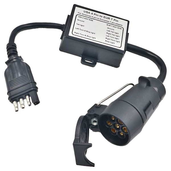Us To Europe Trailer Light Converter 4 Way Flat Socket (amerikkalainen ajoneuvo) 7 Way Round Socket (eu black