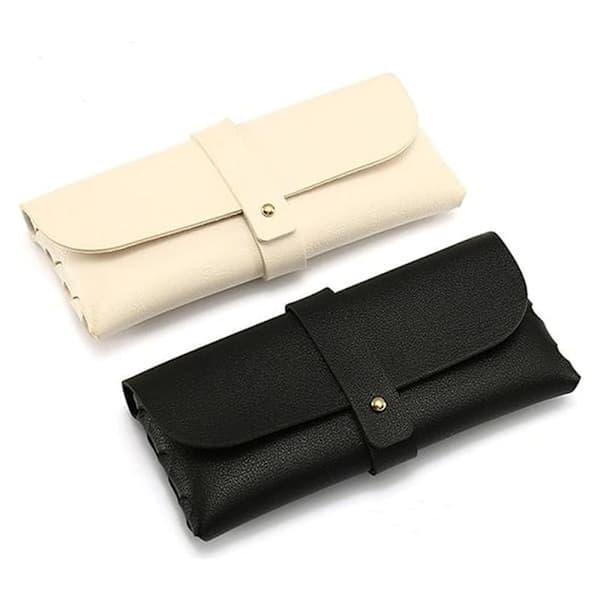 2-pack Soft Glasses Cases (Black + White), Sunglasses Case with Buckle
