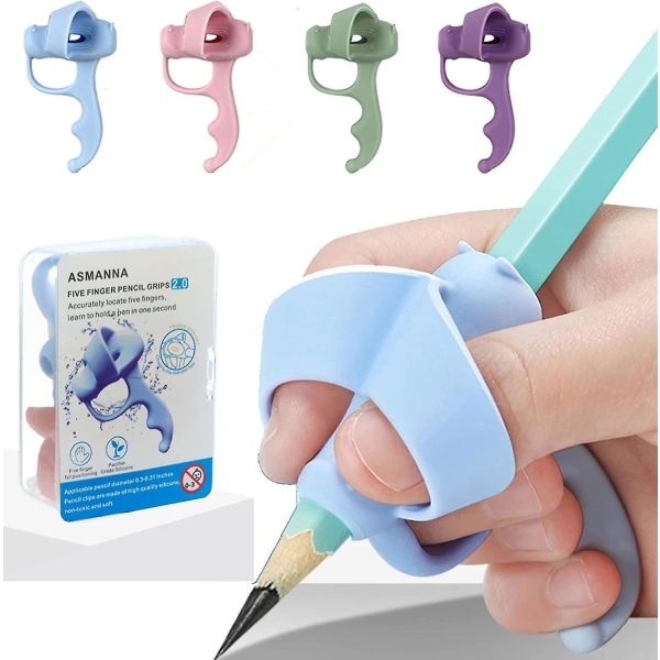 4-pack Barn Pencil Grip Penna Toddler Handskrift Finger Training Penna Clip Penna Grip Korrigeringsverktyg