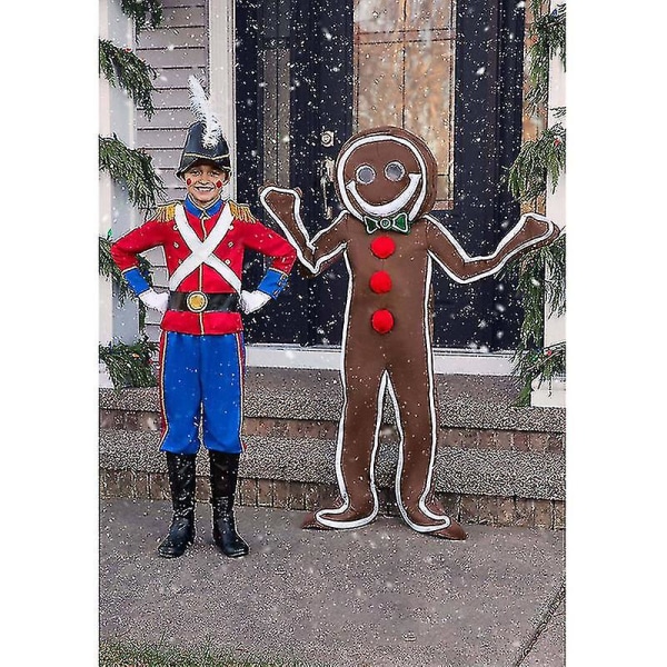 Iced Gingerbread Man kostym för vuxna, julkaka kostym M