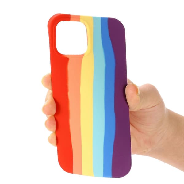 Regnbue flytende silikon telefondeksel for iPhone 14 Plus Red